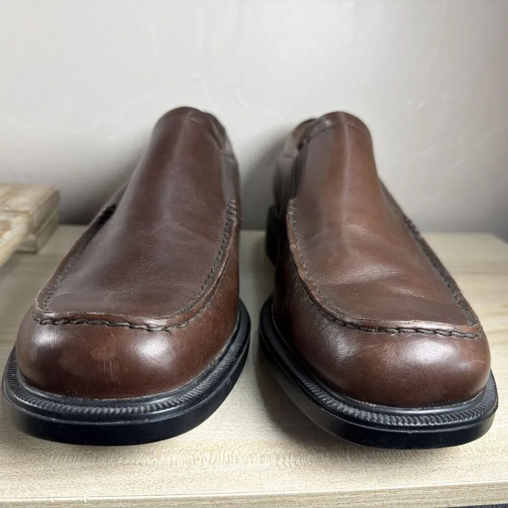 Rockport Brown Leather Slip On Loafers Dress Casual Shoes Mens 9.5M